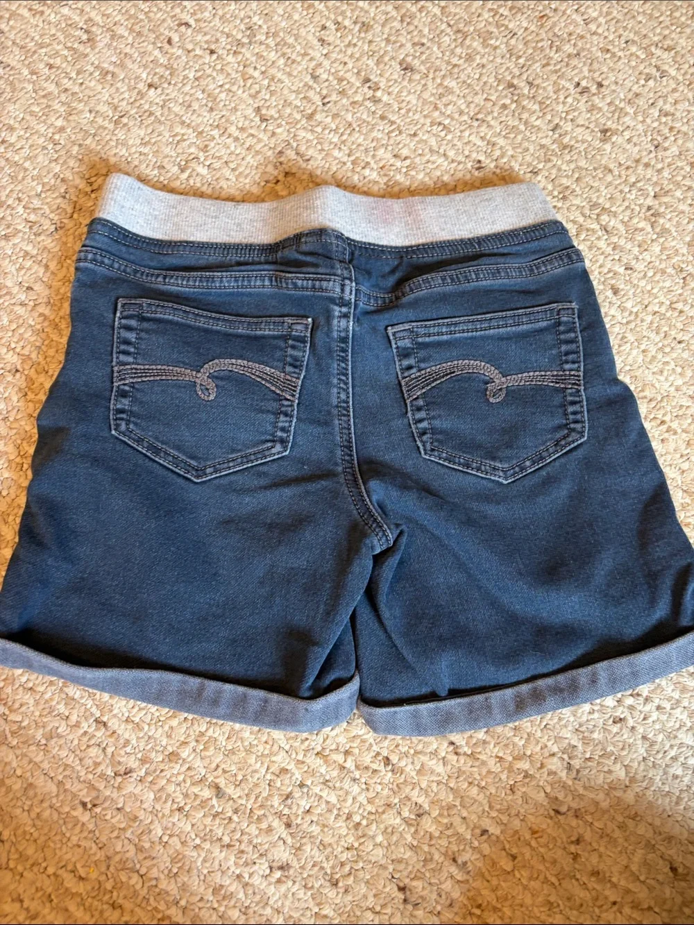 Justice Girls Navy Shorts with Gray Knit Waistband